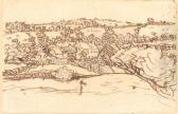 Paysage De Campagne Avec Chaumiere Oil Painting by Jean-Francois Millet