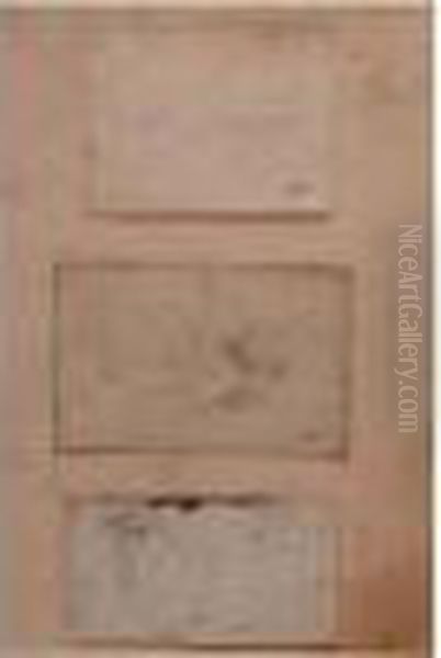 Vue D'un Hameau, Normandie, Crayon Noir, 11 X 15 Cm Oil Painting by Jean-Francois Millet