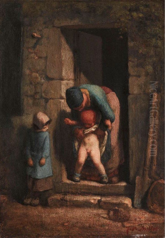 La Precaution Maternelle Oil Painting by Jean-Francois Millet