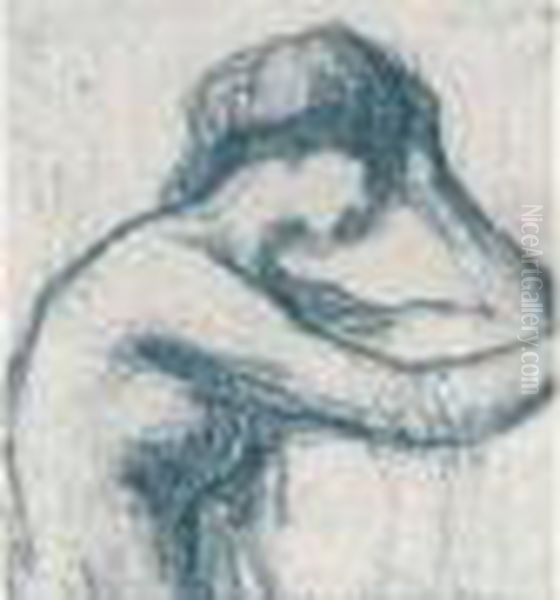 Jeune Femme De Profil La Tete Appuyee Sur Une Main Oil Painting by Jean-Francois Millet