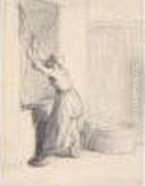 Lavandiere Tirant De L'eau D'un Puits Oil Painting by Jean-Francois Millet