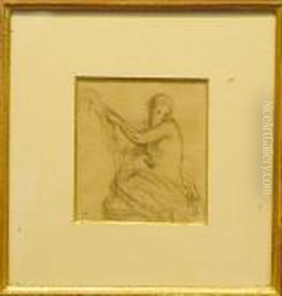 Draped Nude [recto] And Partial Figure Study: A Double-sidedwork Oil Painting by Jean-Francois Millet