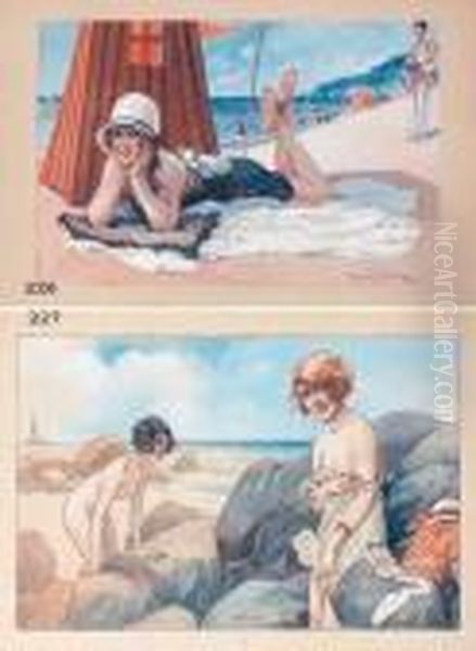 La Plage Oil Painting by Maurice Milliere