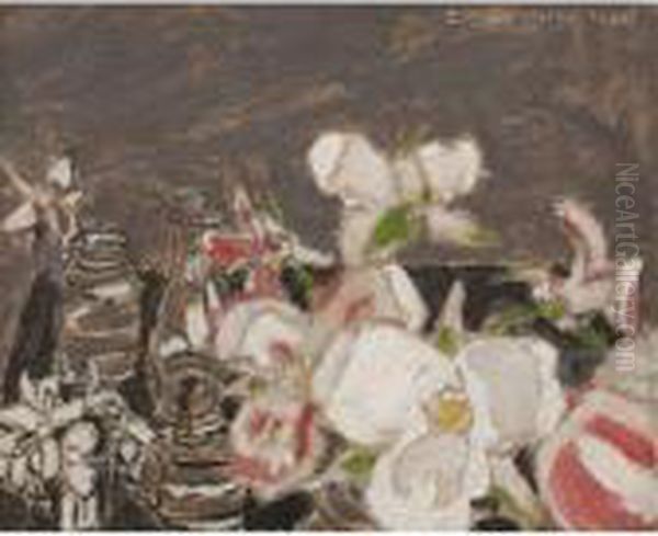 Trillums And Trilliums Oil Painting by David Brown Milne