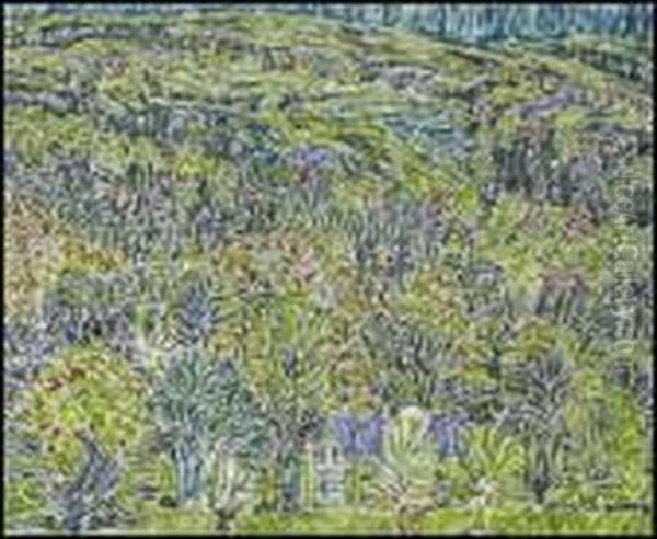 Green Hillside, Boston Corners, Ny Oil Painting by David Brown Milne