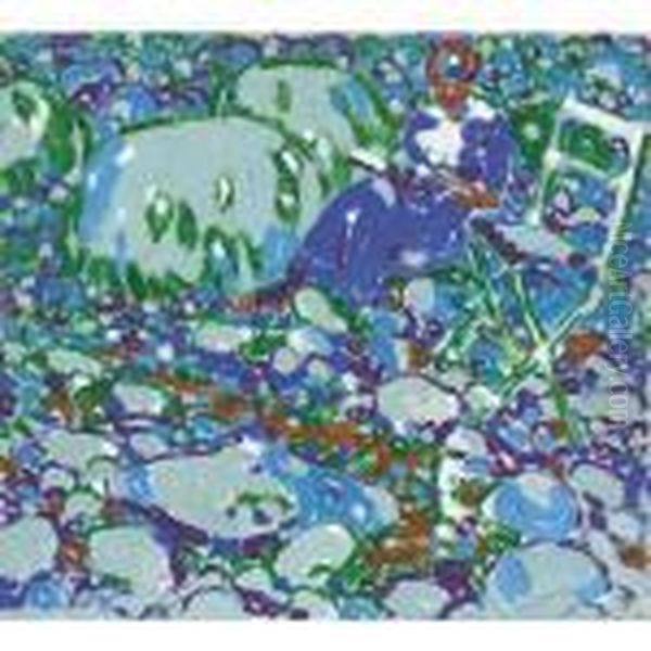 Blue Reader Oil Painting by David Brown Milne