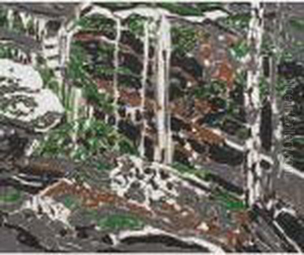 Drying Waterfall Oil Painting by David Brown Milne