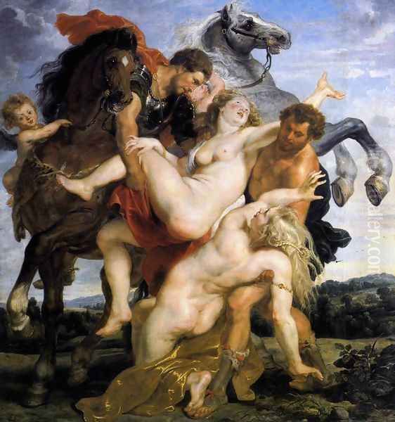 Rape of the Daughters of Leucippus c. 1617 Oil Painting by (studio of) Rubens, Peter Paul