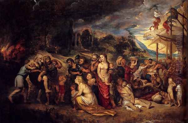 Aeneas And His Family Departing From Troy Oil Painting by (studio of) Rubens, Peter Paul