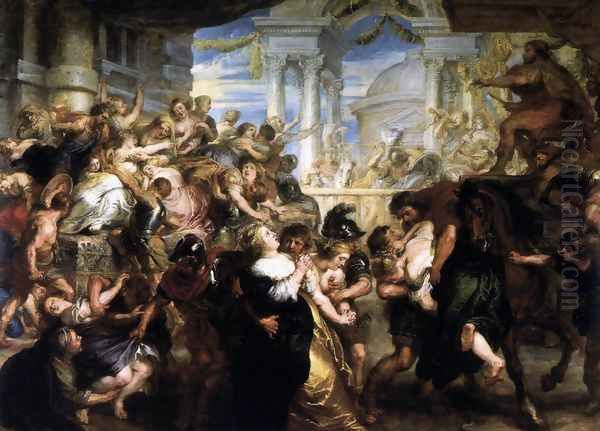 The Rape of the Sabine Women 1635-37 Oil Painting by (studio of) Rubens, Peter Paul