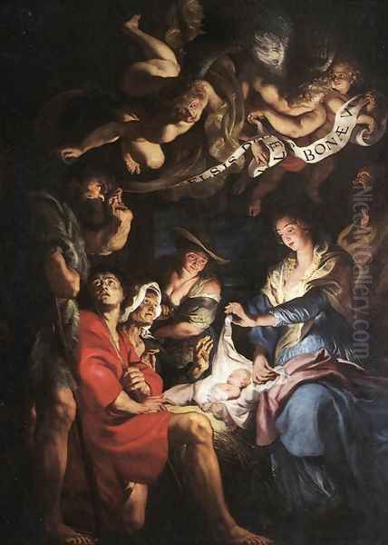 Adoration of the Shepherds c. 1608 Oil Painting by (studio of) Rubens, Peter Paul
