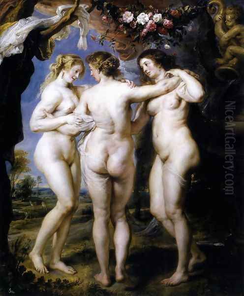 The Three Graces 1639 Oil Painting by (studio of) Rubens, Peter Paul