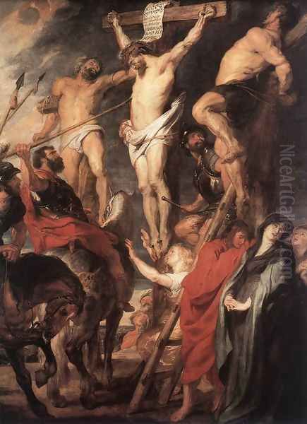 Christ on the Cross between the Two Thieves 1619-20 Oil Painting by (studio of) Rubens, Peter Paul