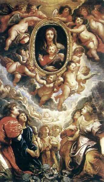 Madonna Adored by Angels (Madonna della Vallicella) 1608 Oil Painting by (studio of) Rubens, Peter Paul