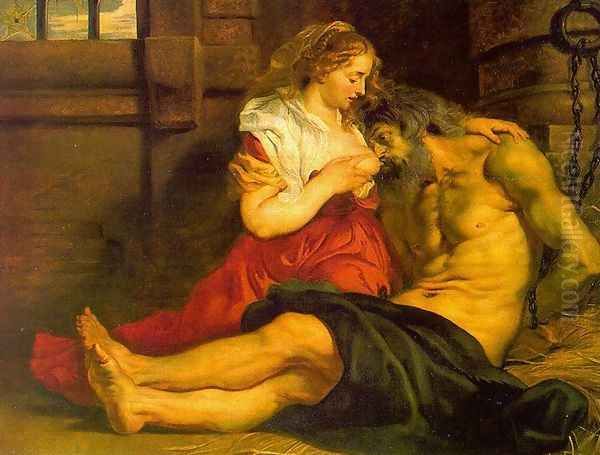 Roman Charity 1612 Oil Painting by (studio of) Rubens, Peter Paul