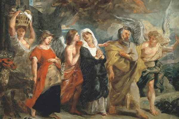 After The Flight of Lot, Rubens Oil Painting by (studio of) Rubens, Peter Paul