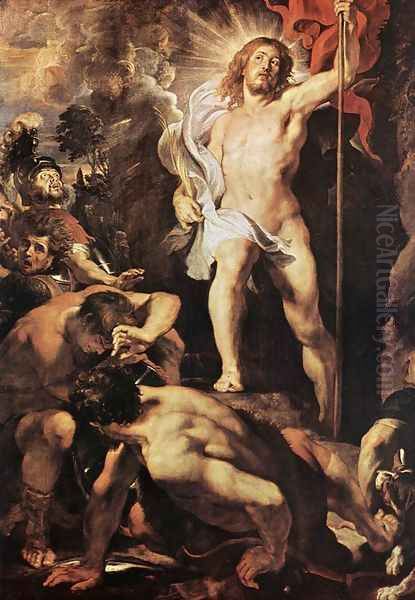 The Resurrection of Christ (centre panel) c. 1611-12 Oil Painting by (studio of) Rubens, Peter Paul