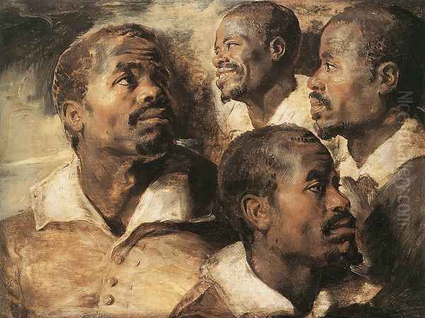 Four Studies of the Head of a Negro Oil Painting by (studio of) Rubens, Peter Paul