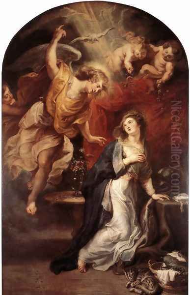 Annunciation c. 1628 Oil Painting by (studio of) Rubens, Peter Paul