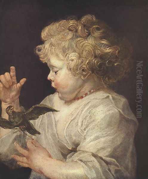 Boy with Bird c. 1616 Oil Painting by (studio of) Rubens, Peter Paul