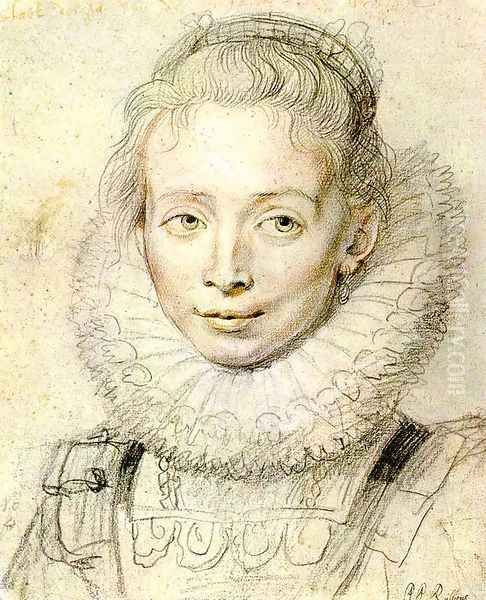 Portrait of a Chambermaid (2) c. 1625 Oil Painting by (studio of) Rubens, Peter Paul