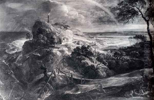 Landscape With The Shipwreck Of Aeneas Oil Painting by (studio of) Rubens, Peter Paul