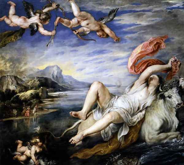 The Rape of Europa c. 1630 Oil Painting by (studio of) Rubens, Peter Paul