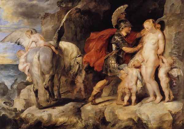Perseus Freeing Andromeda c. 1622 Oil Painting by (studio of) Rubens, Peter Paul