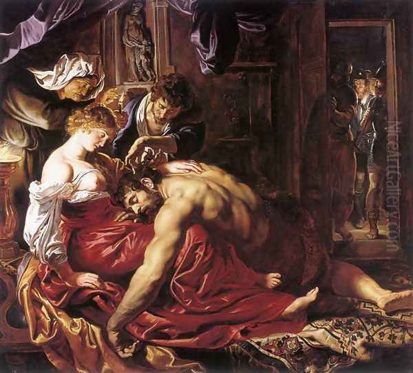 Samson and Delilah c. 1609 Oil Painting by (studio of) Rubens, Peter Paul