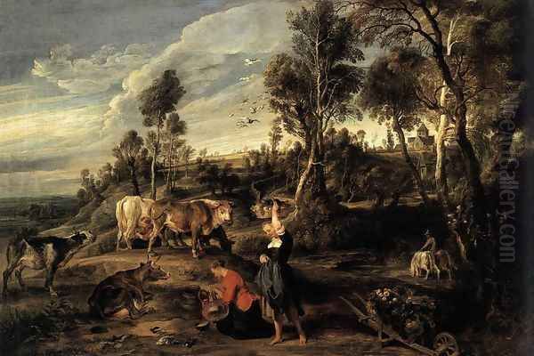 Farm at Laken c. 1618 Oil Painting by (studio of) Rubens, Peter Paul