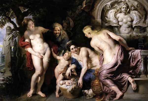 The Discovery of the Child Erichthonius c. 1615 Oil Painting by (studio of) Rubens, Peter Paul