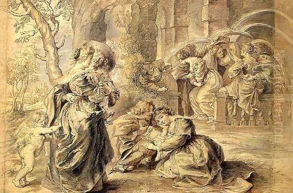 The Garden of Love (detail) Oil Painting by (studio of) Rubens, Peter Paul