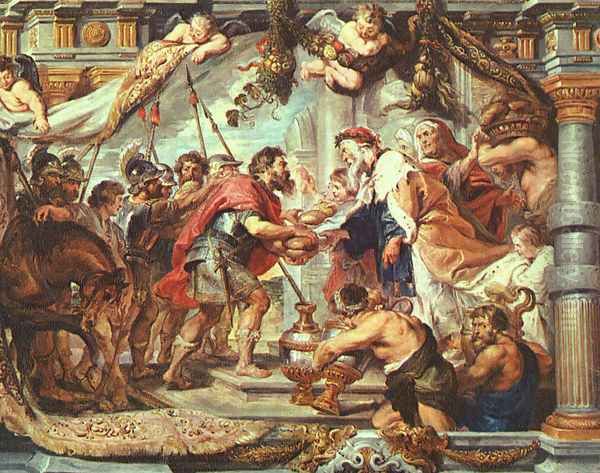 The Meeting of Abraham and Melchizedek 1625 Oil Painting by (studio of) Rubens, Peter Paul