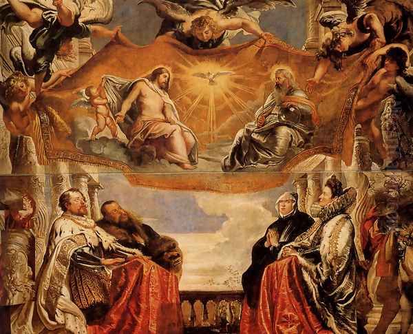 The Trinity Adored By The Duke Of Mantua And His Family Oil Painting by (studio of) Rubens, Peter Paul