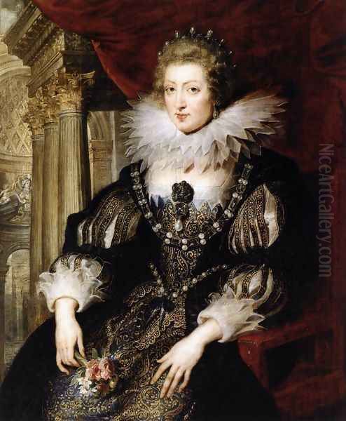 Portrait of Anne of Austria 1621-25 Oil Painting by (studio of) Rubens, Peter Paul