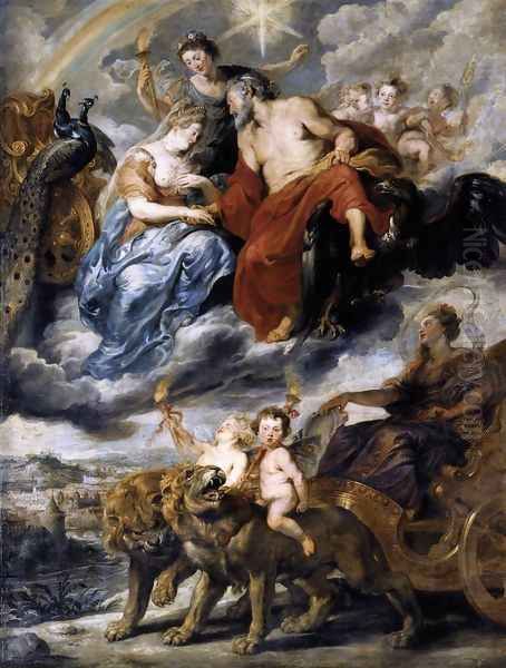 The Meeting of Marie de Medicis and Henri IV at Lyon 1622-25 Oil Painting by (studio of) Rubens, Peter Paul
