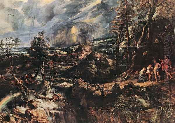 Stormy Landscape c. 1625 Oil Painting by (studio of) Rubens, Peter Paul