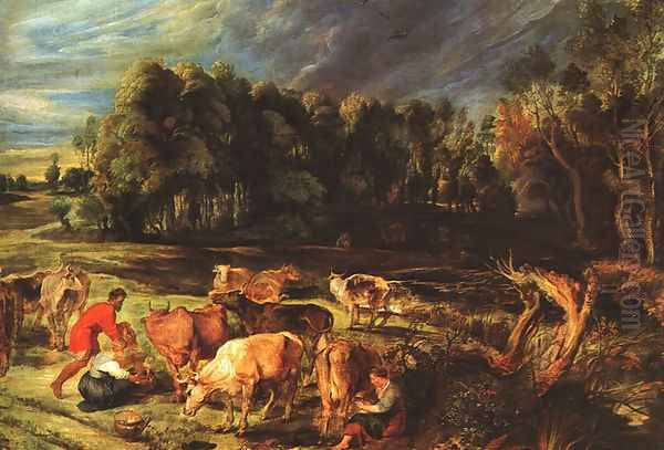Landscape with Cows c. 1636 Oil Painting by (studio of) Rubens, Peter Paul