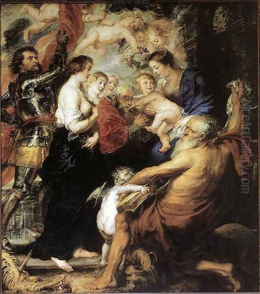 Our Lady with the Saints 1634 Oil Painting by (studio of) Rubens, Peter Paul
