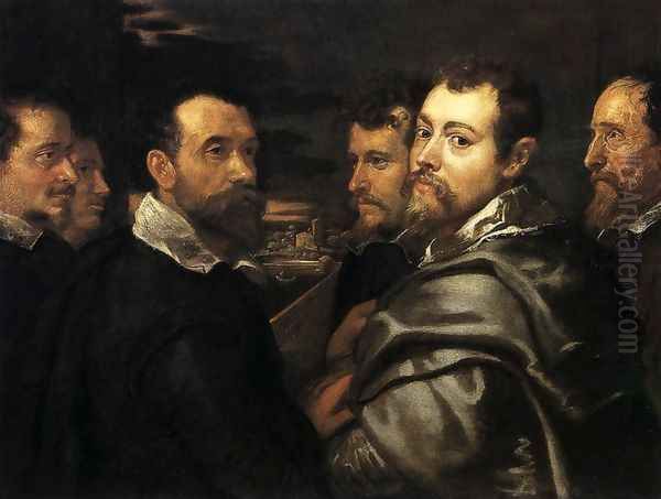Self-Portrait in a Circle of Friends from Mantua Oil Painting by (studio of) Rubens, Peter Paul