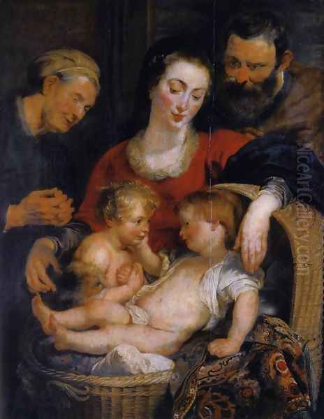 The Holy Family with St Elizabeth 1614-15 Oil Painting by (studio of) Rubens, Peter Paul