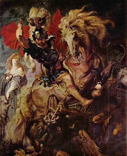St. George and the Dragon Oil Painting by (studio of) Rubens, Peter Paul