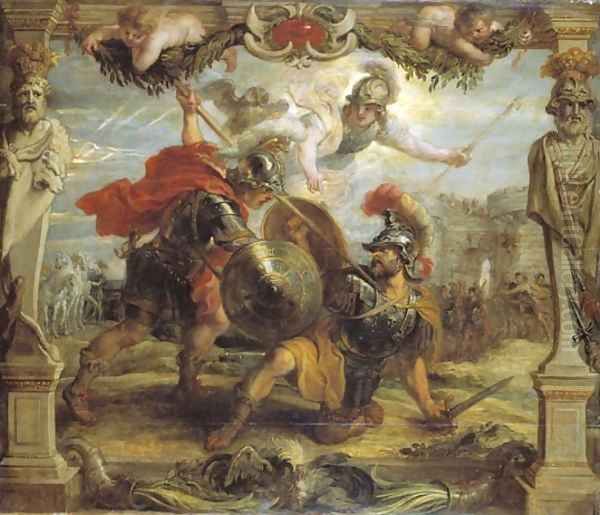 Achille Slays Hector Oil Painting by (studio of) Rubens, Peter Paul