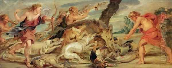 The Hunt of Meleager and Atalanta 1628 Oil Painting by (studio of) Rubens, Peter Paul