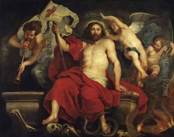 Christ Triumphant over Sin and Death 1615 1622 Oil Painting by (studio of) Rubens, Peter Paul