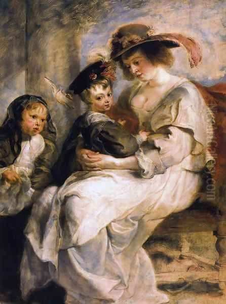 Helena Fourment with her Children, Clara, Johanna and Frans Oil Painting by (studio of) Rubens, Peter Paul