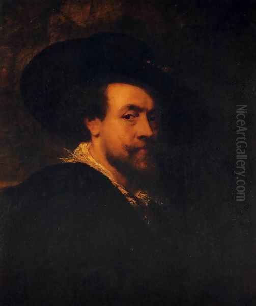 Self-Portrait with a Hat Oil Painting by (studio of) Rubens, Peter Paul