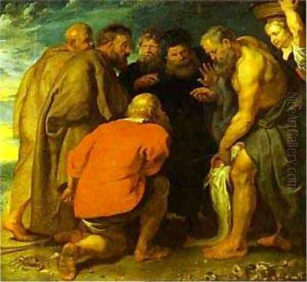 St Peter Finding The Tribute Money 1618 Oil Painting by (studio of) Rubens, Peter Paul
