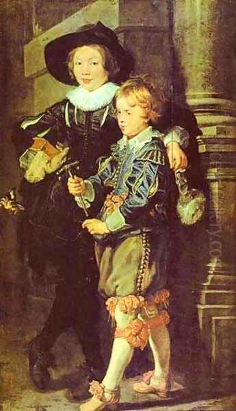 Artists Sons Albert And Nicholas 1624-1625 Oil Painting by (studio of) Rubens, Peter Paul