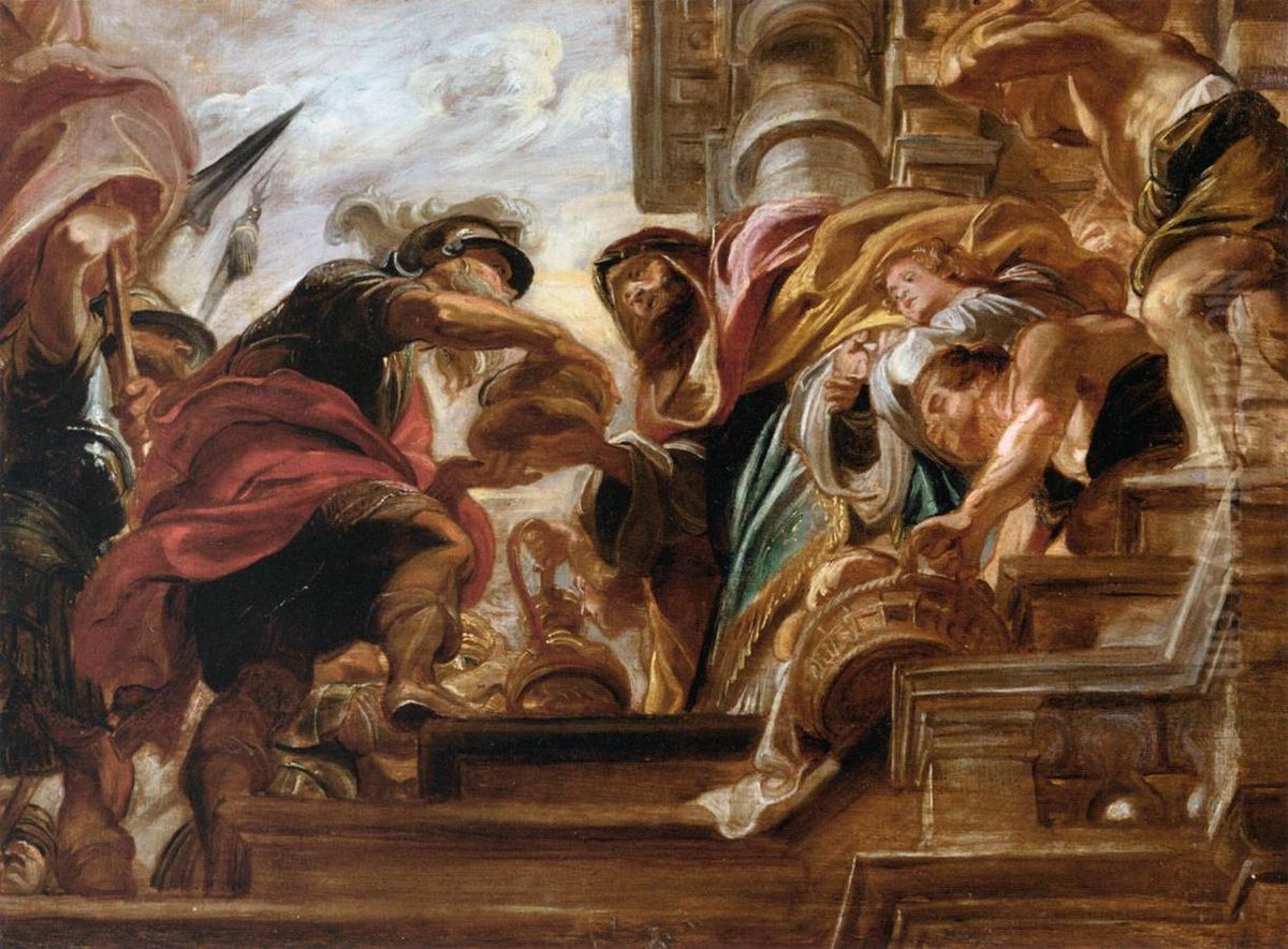 The Meeting of Abraham and Melchisedek Oil Painting by (studio of) Rubens, Peter Paul